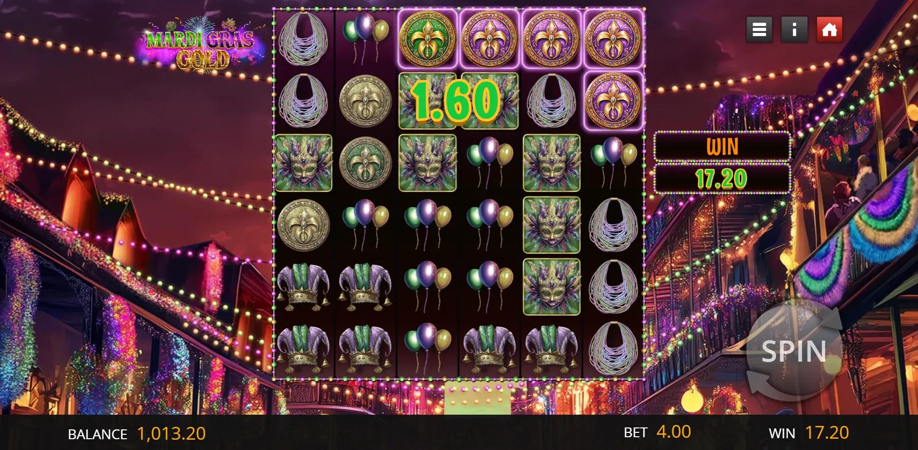 Mardi Gras Gold slot gameplay screenshot