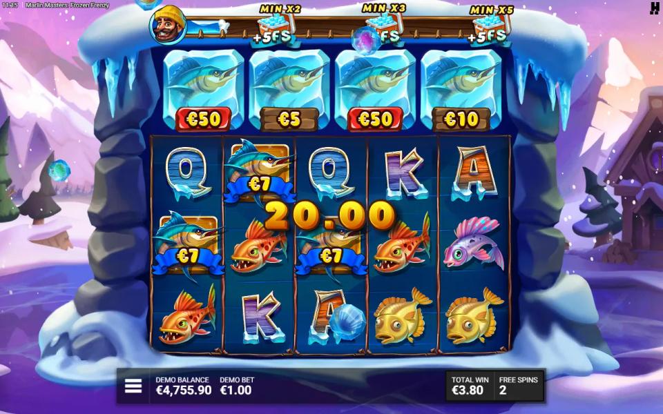 Stone Cold free spin with three 7x Marlins lined up across reels 1 to 3 as a LootLine