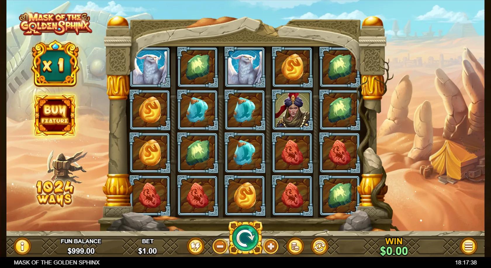 Mask of the Golden Sphinx slot gameplay screenshot
