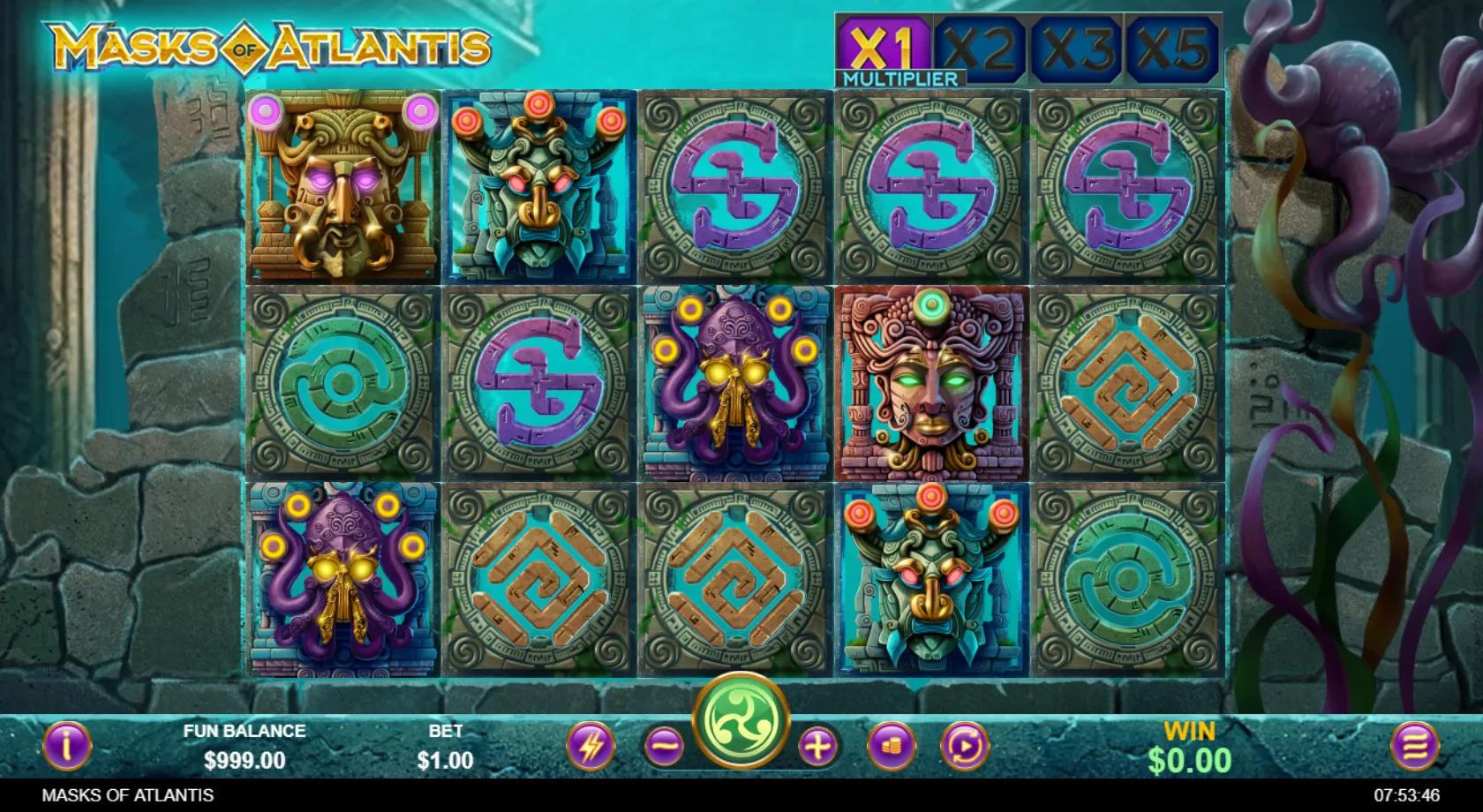 Masks of Atlantis slot gameplay screenshot