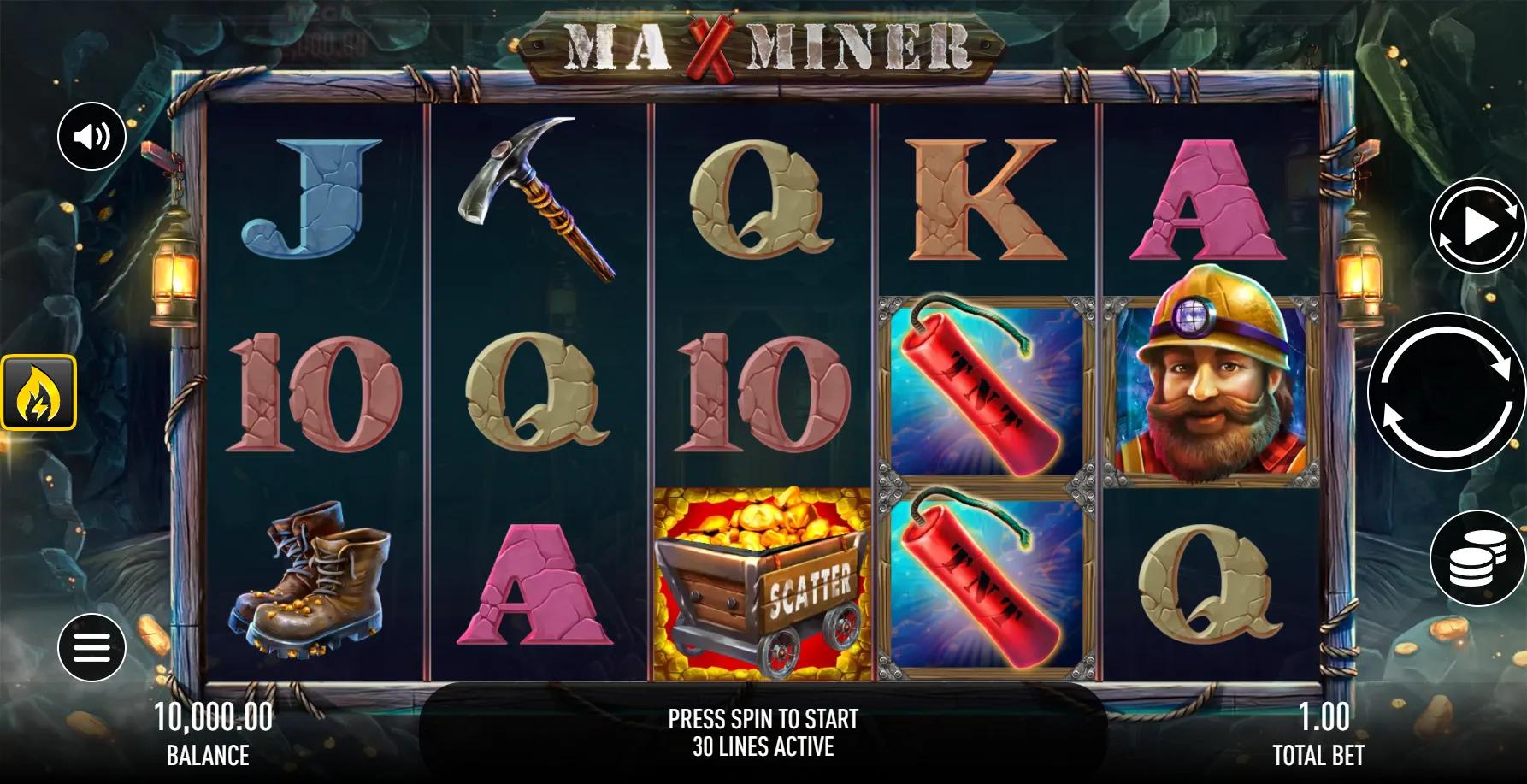 Max Miner slot gameplay screenshot