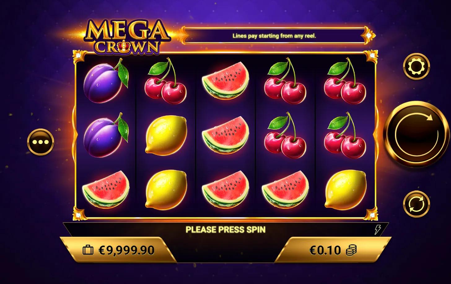 Mega Crown slot gameplay screenshot