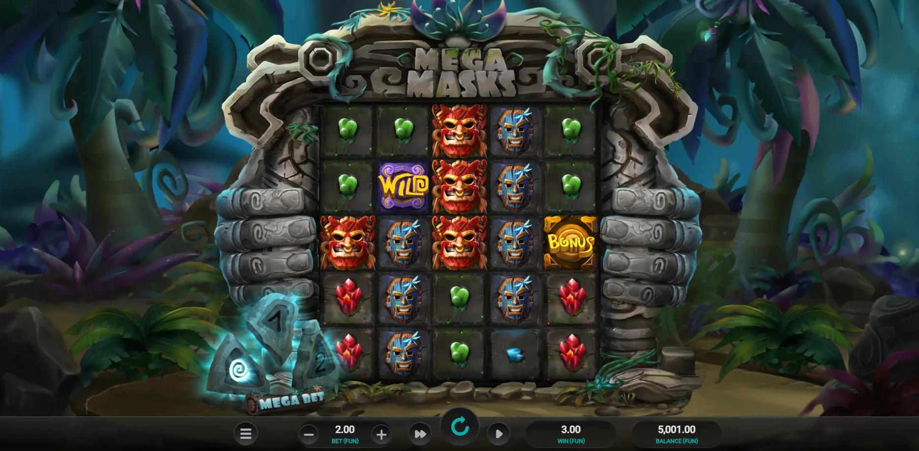 Mega Masks slot gameplay screenshot
