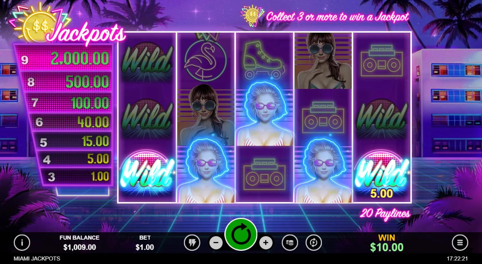 Miami Jackpots slot gameplay screenshot