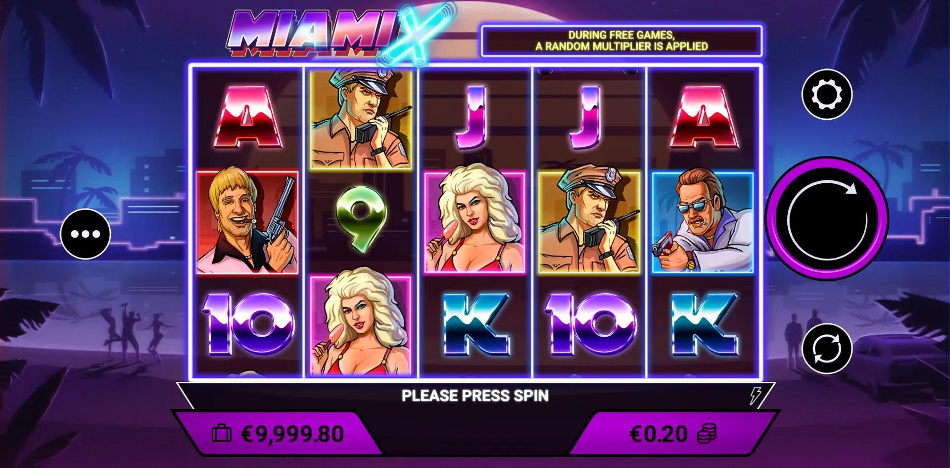 MiamiX slot gameplay screenshot