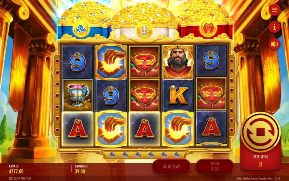 Four A symbols across the bottom row with two Blue Wild hands on reels 2 and 4 framed as one winning line