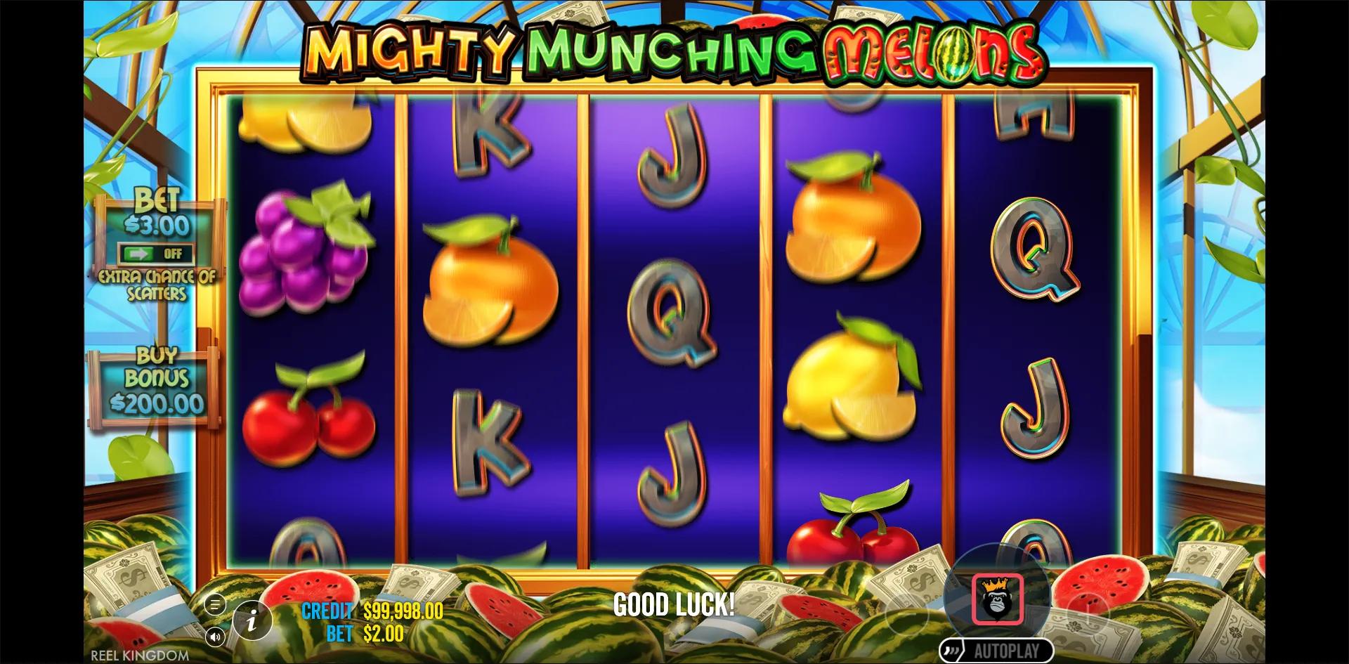 Mighty Munching Melons slot gameplay screenshot