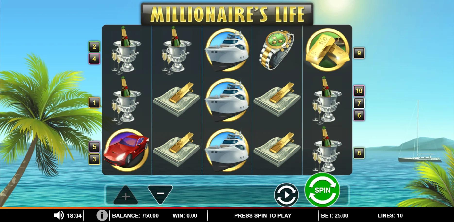 Millionaires Life slot gameplay screenshot