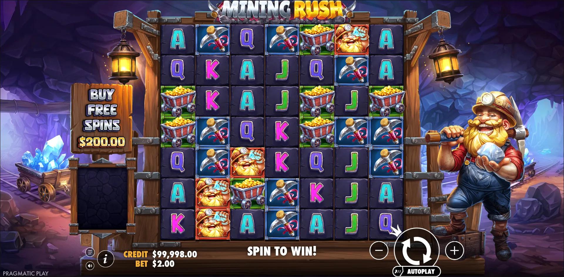 Adventure slot Mining Rush from Pragmatic Play during gameplay