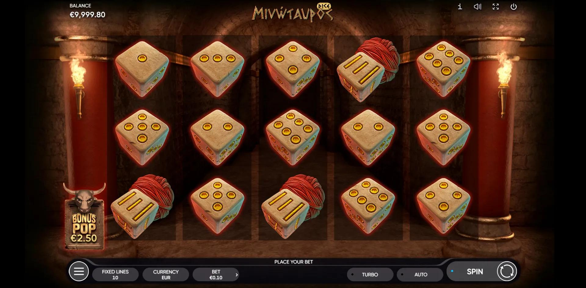 Minotauros Dice slot gameplay screenshot