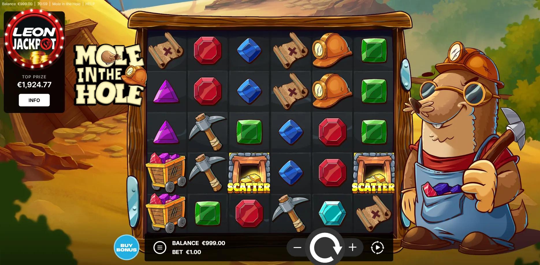 Mole in the Hole slot gameplay screenshot