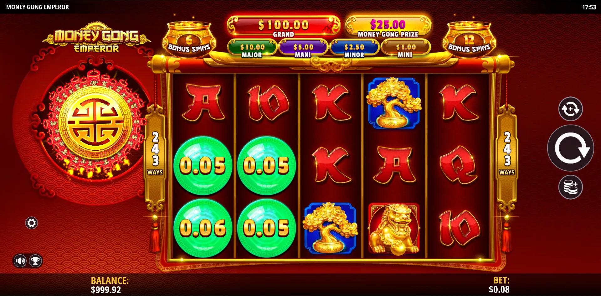Money Gong Emperor slot gameplay screenshot