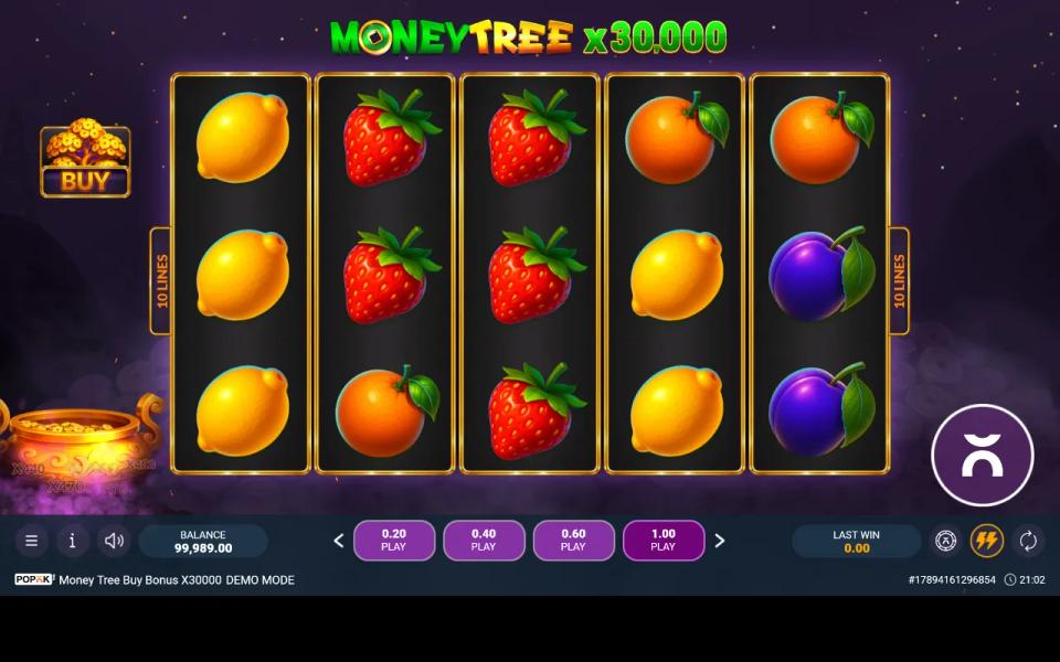 A full column of lemons and a full column of strawberries on the 5x3 grid paying nothing