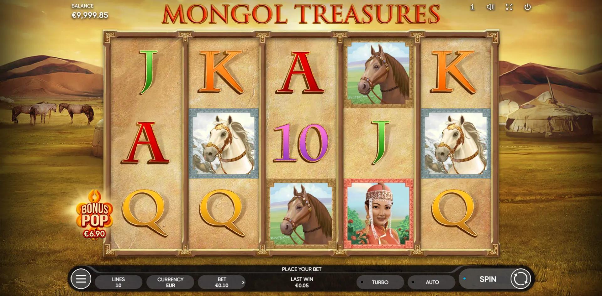 Mongol Treasures slot gameplay screenshot