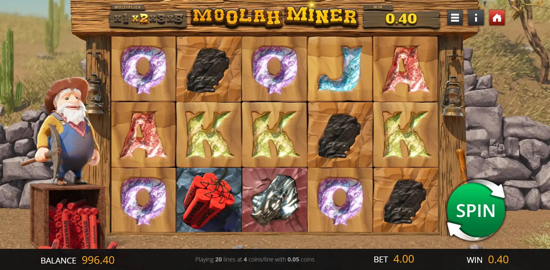 Moolah Miner slot gameplay screenshot