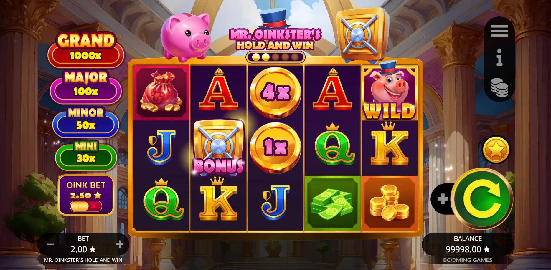 Mr. Oinksters Hold and Win slot gameplay screenshot