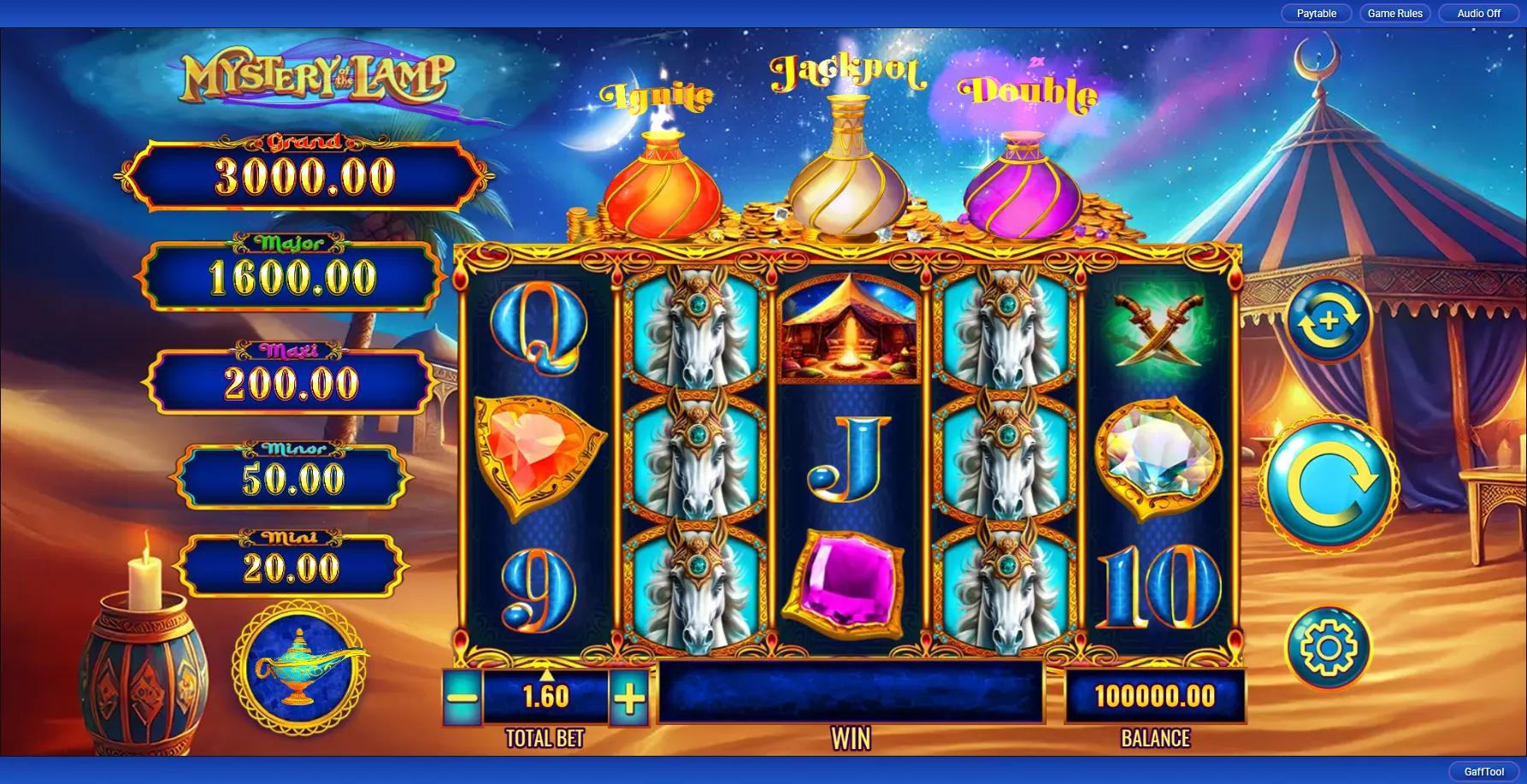 Mystery of the Lamp: Desert Veil slot gameplay screenshot