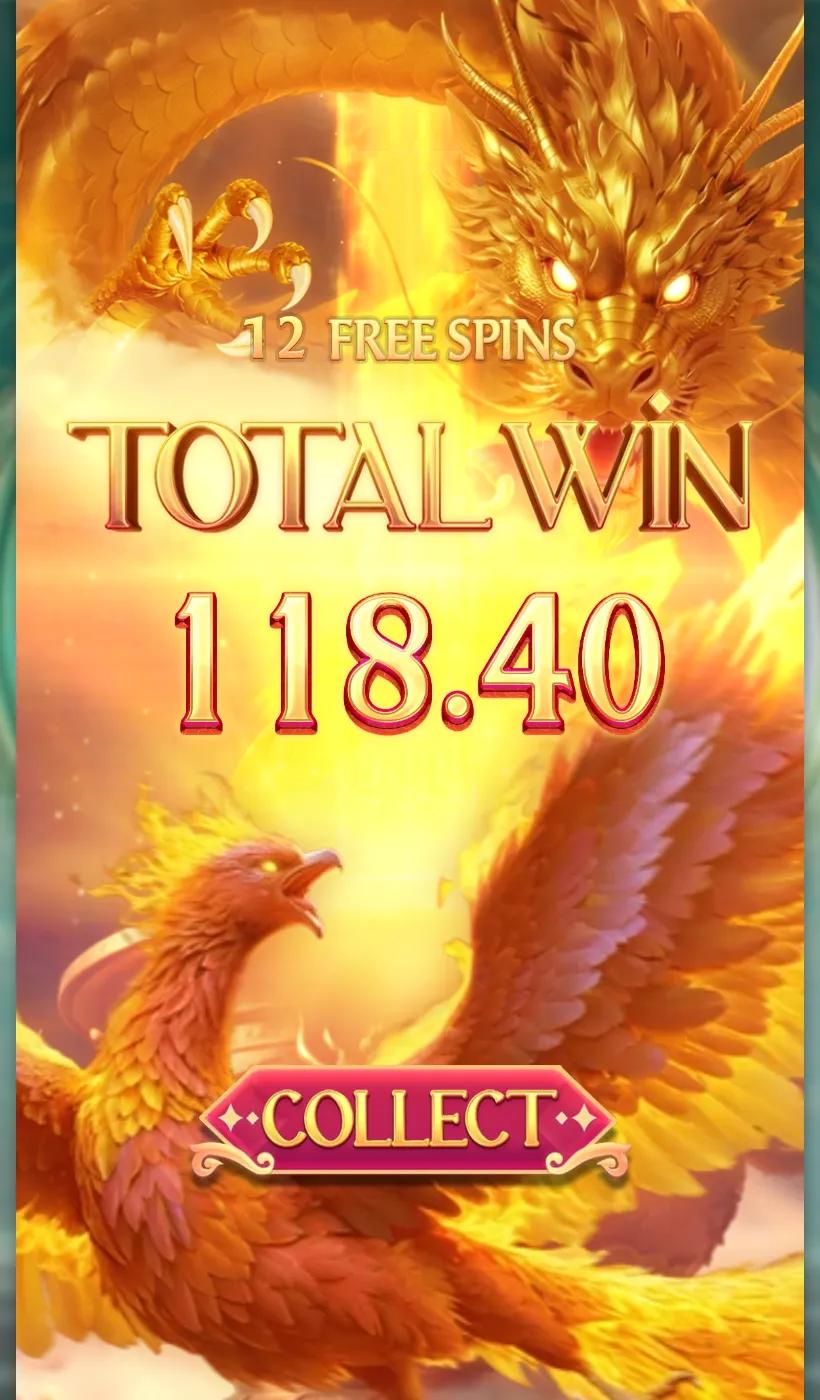 Mythical Guardians free spins closing on a total win of 118.40