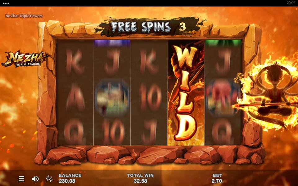 Free spins board with a full-height wild covering the fourth reel