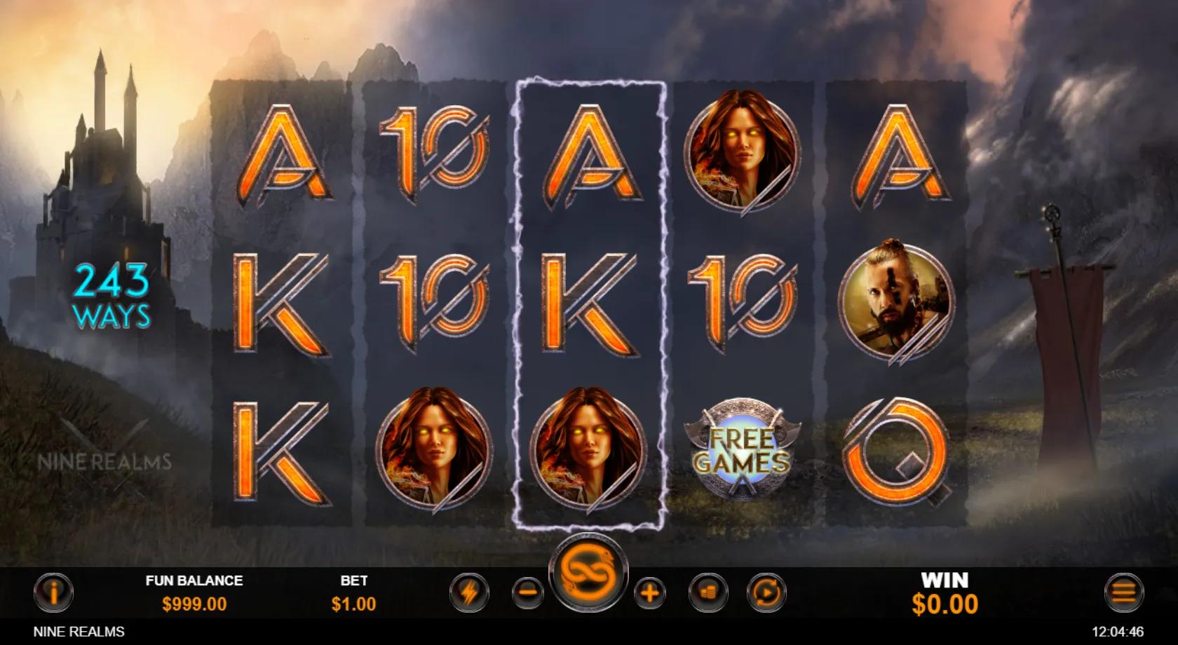Nine Realms slot gameplay screenshot