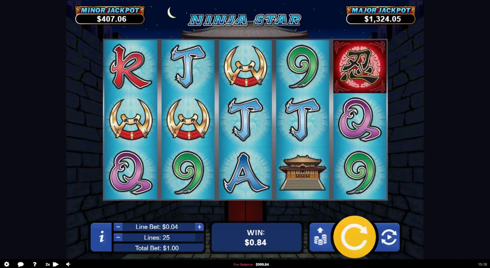 Ninja Star slot gameplay screenshot