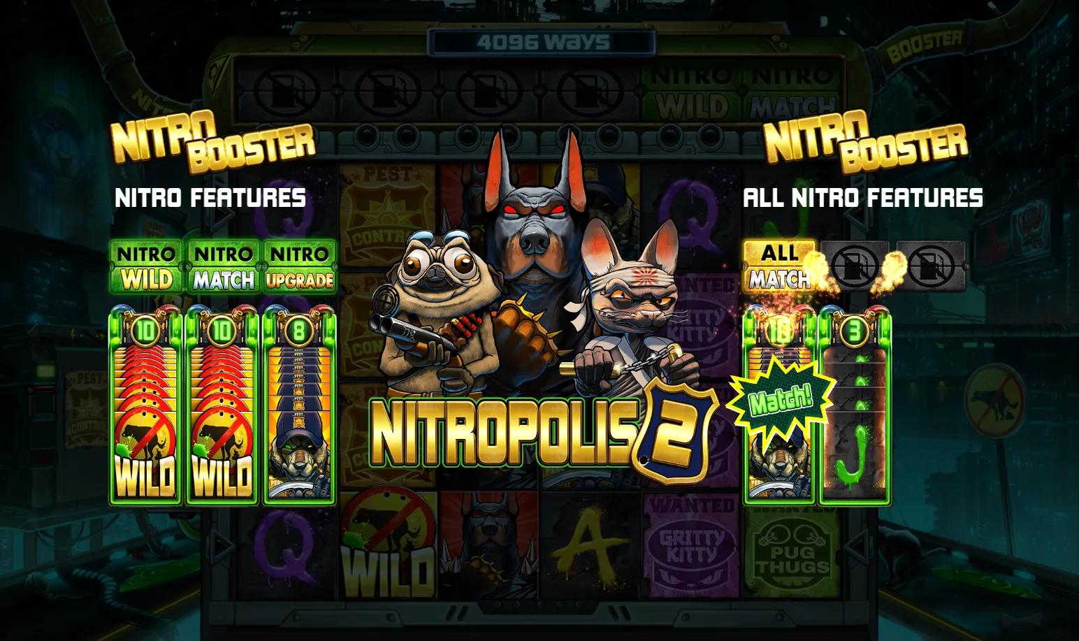 Nitropolis 2 by ELK Studios with Buy Bonus on Animals-themed reels