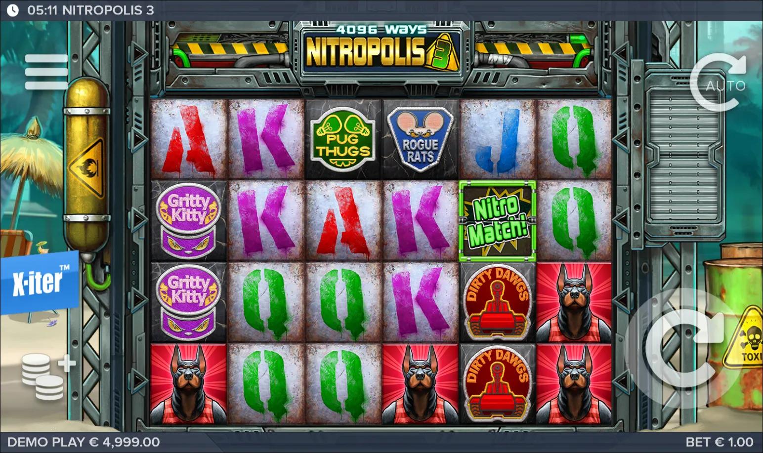 Nitropolis 3 by ELK Studios with Big Symbols on Animals-themed reels