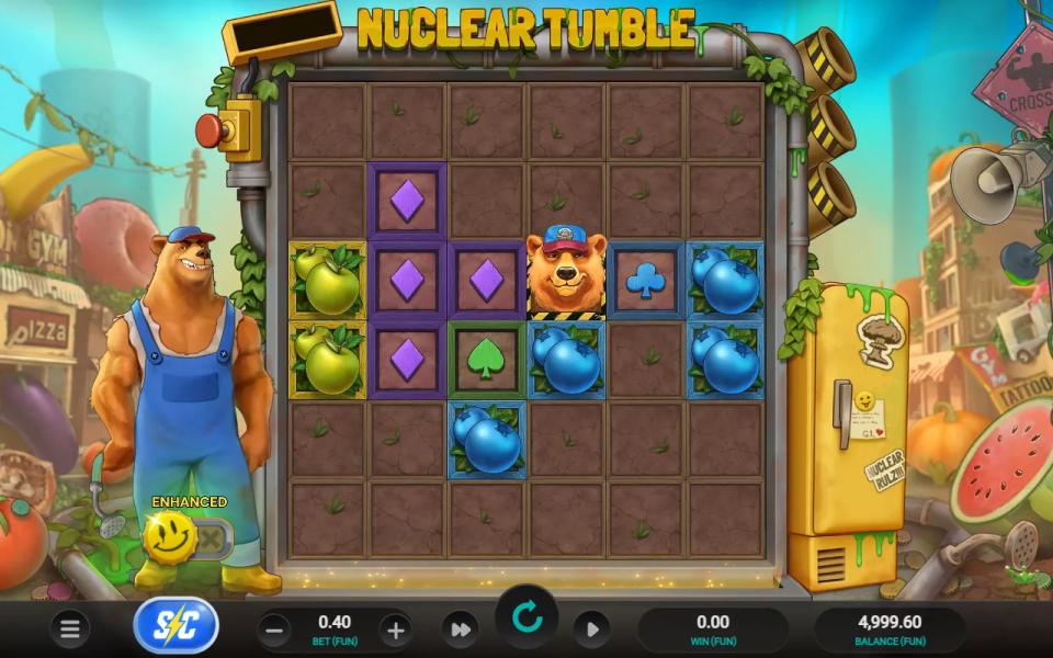 Nuclear Tumble 6x6 grid with roughly half its positions sealed by cracked stone blockers