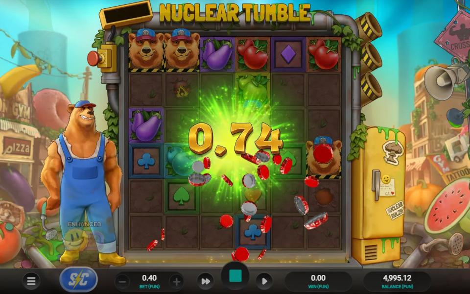 A cascade clearing most of the Nuclear Tumble grid and paying 0.74