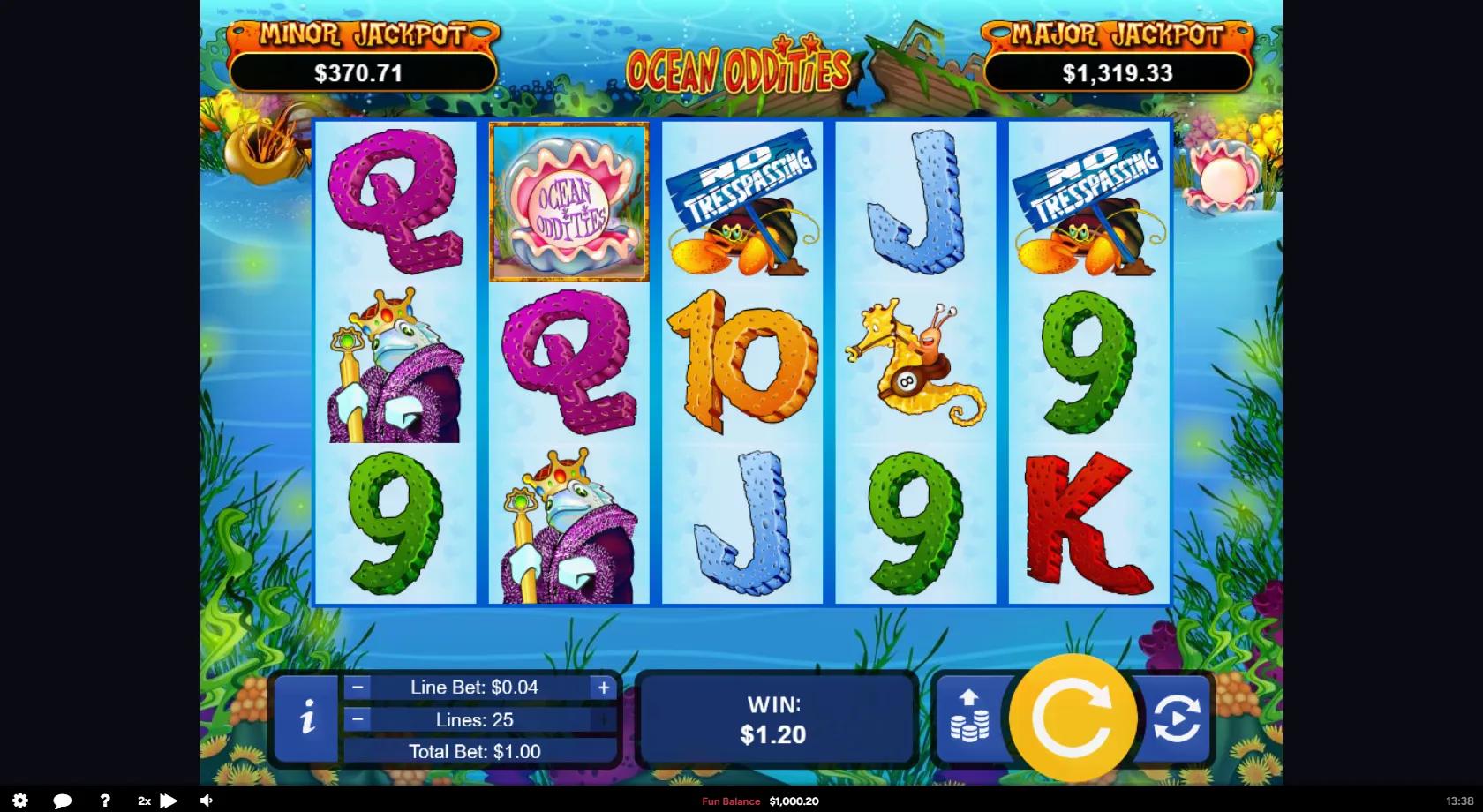 Ocean Oddities slot gameplay screenshot