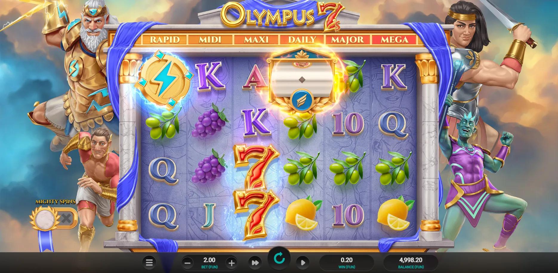 Olympus 7's Dream Drop slot gameplay screenshot
