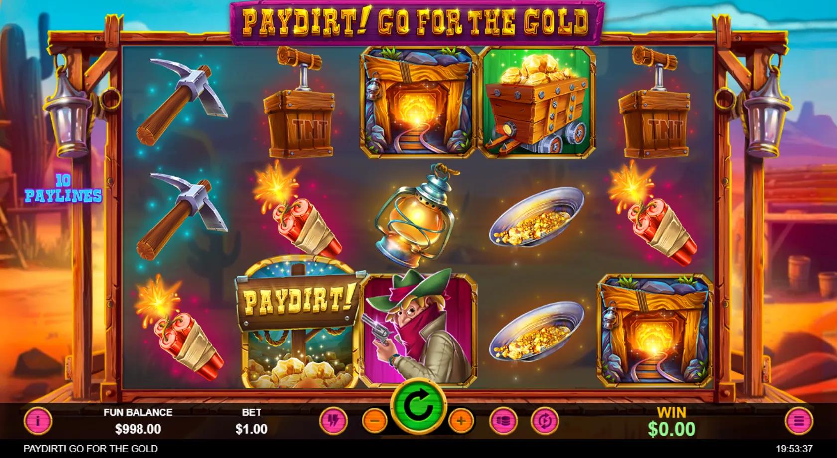 Paydirt! Go for the Gold slot gameplay screenshot