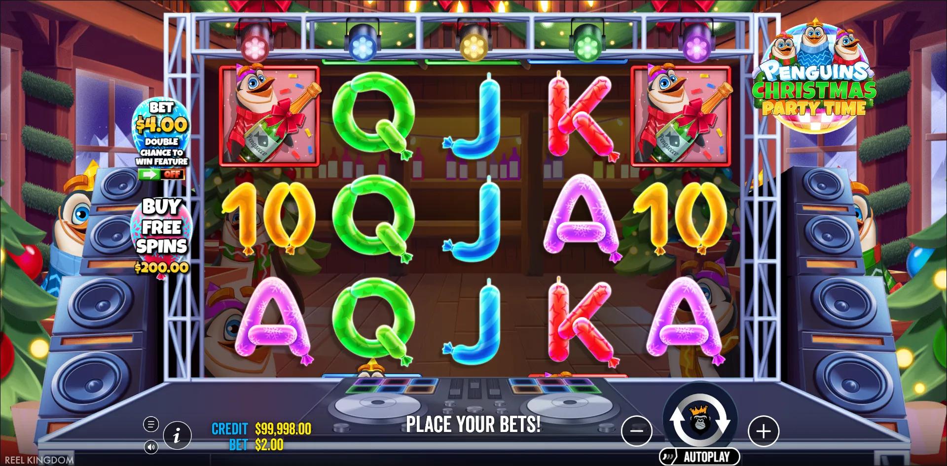 Animals slot Penguins Christmas Party Time from Pragmatic Play during gameplay
