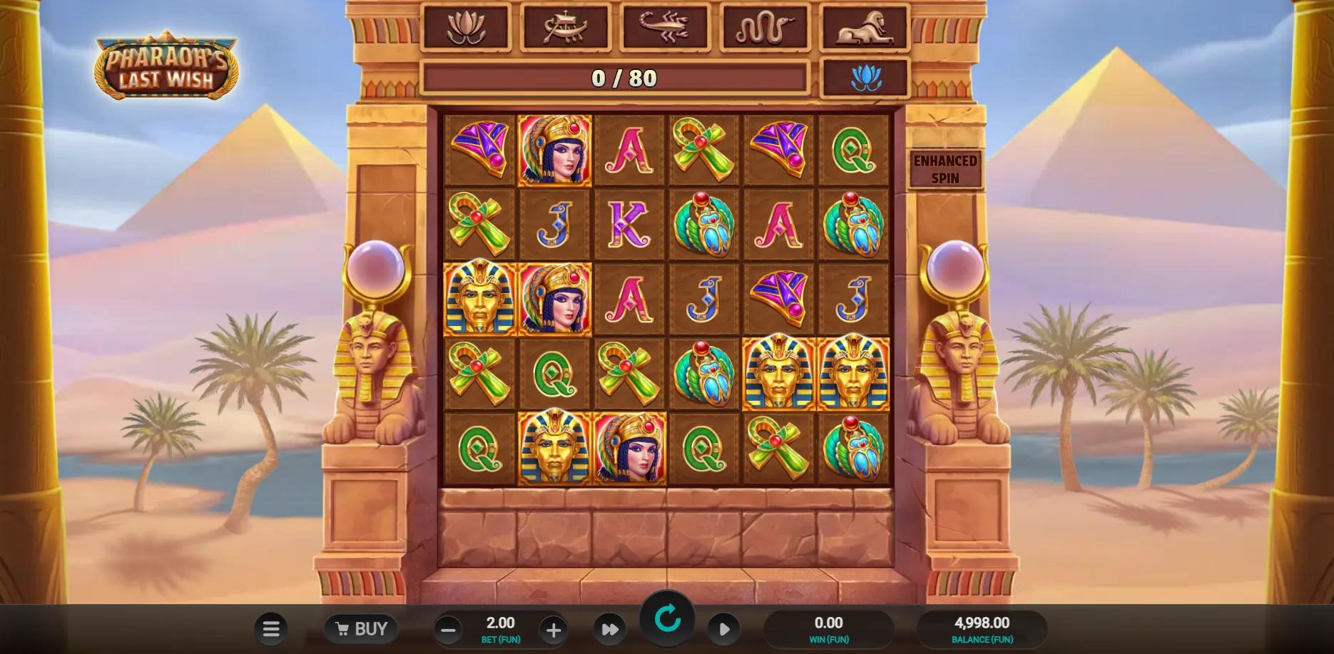 Pharaoh's Last Wish slot gameplay screenshot