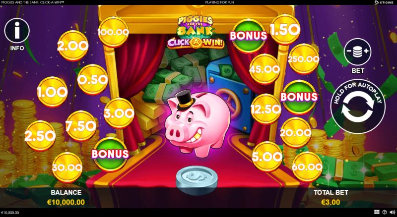 Piggies and the Bank: Click-A-Win gameplay screenshot