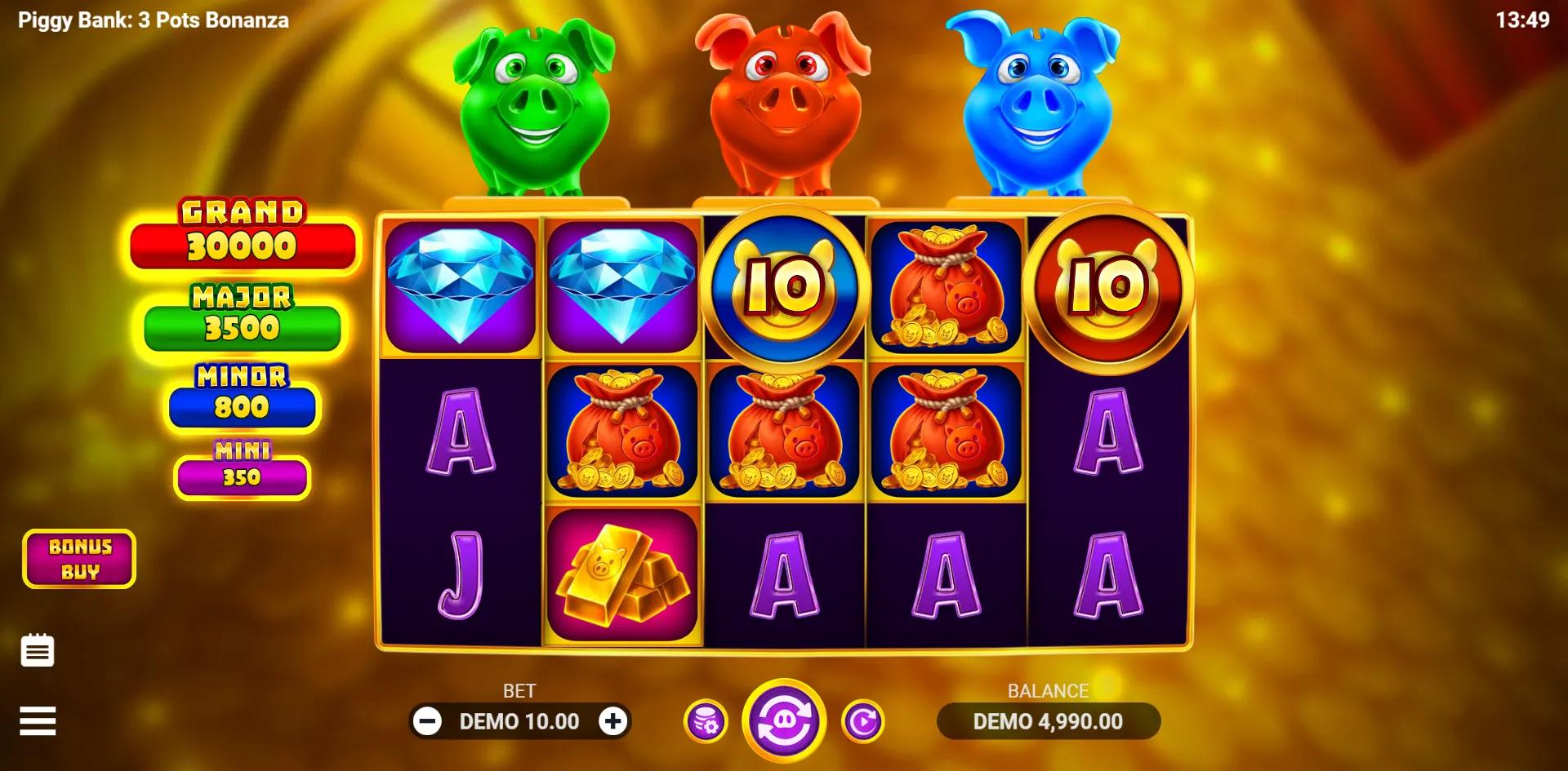 Piggy Bank: 3 Pots Bonanza slot gameplay screenshot
