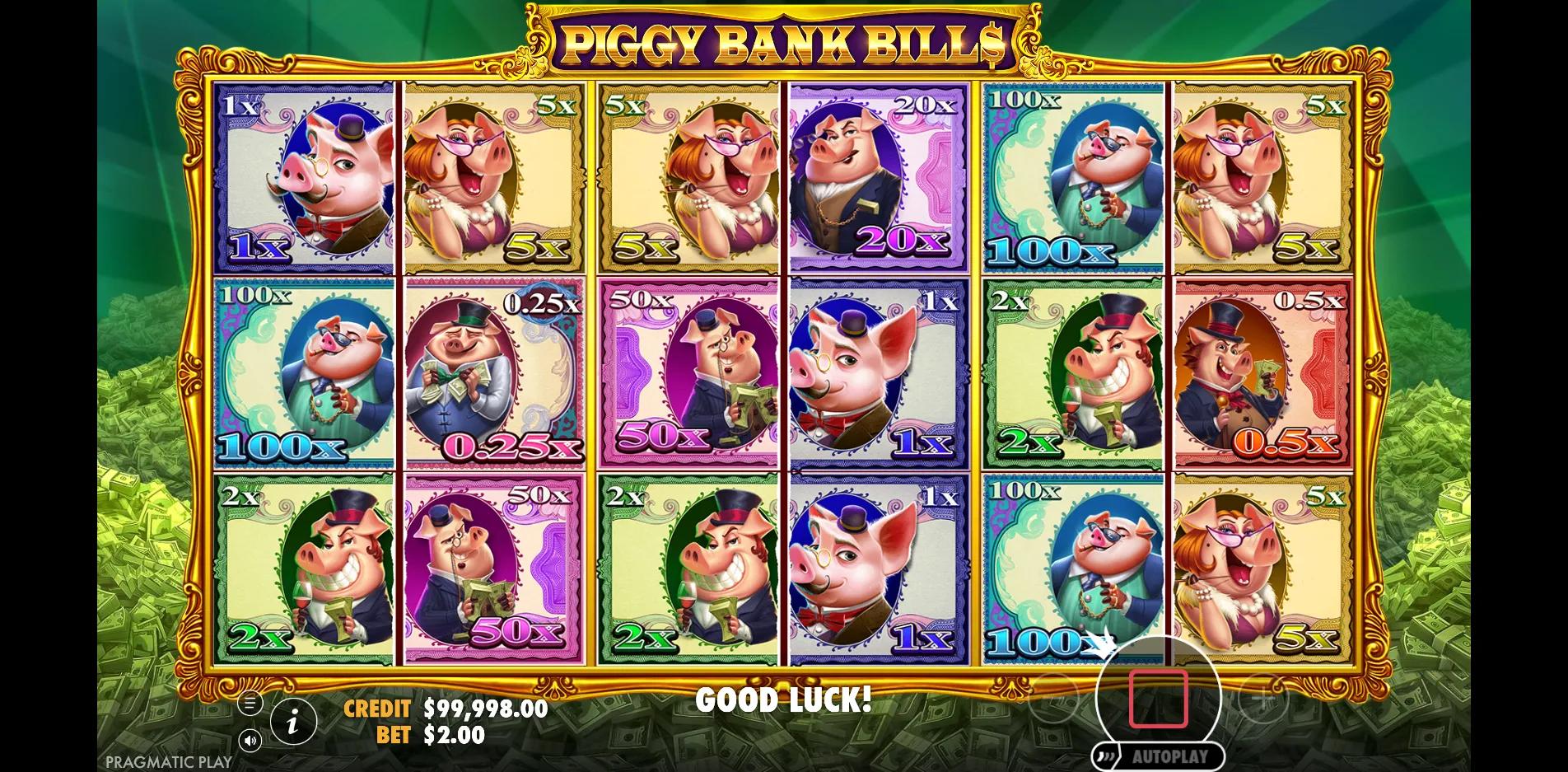 Piggy Bank Bills slot gameplay screenshot