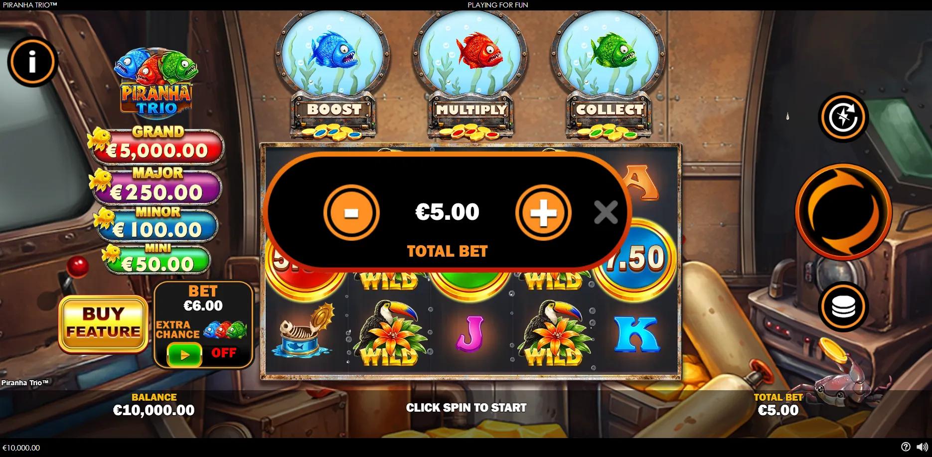 Piranha Trio slot gameplay screenshot