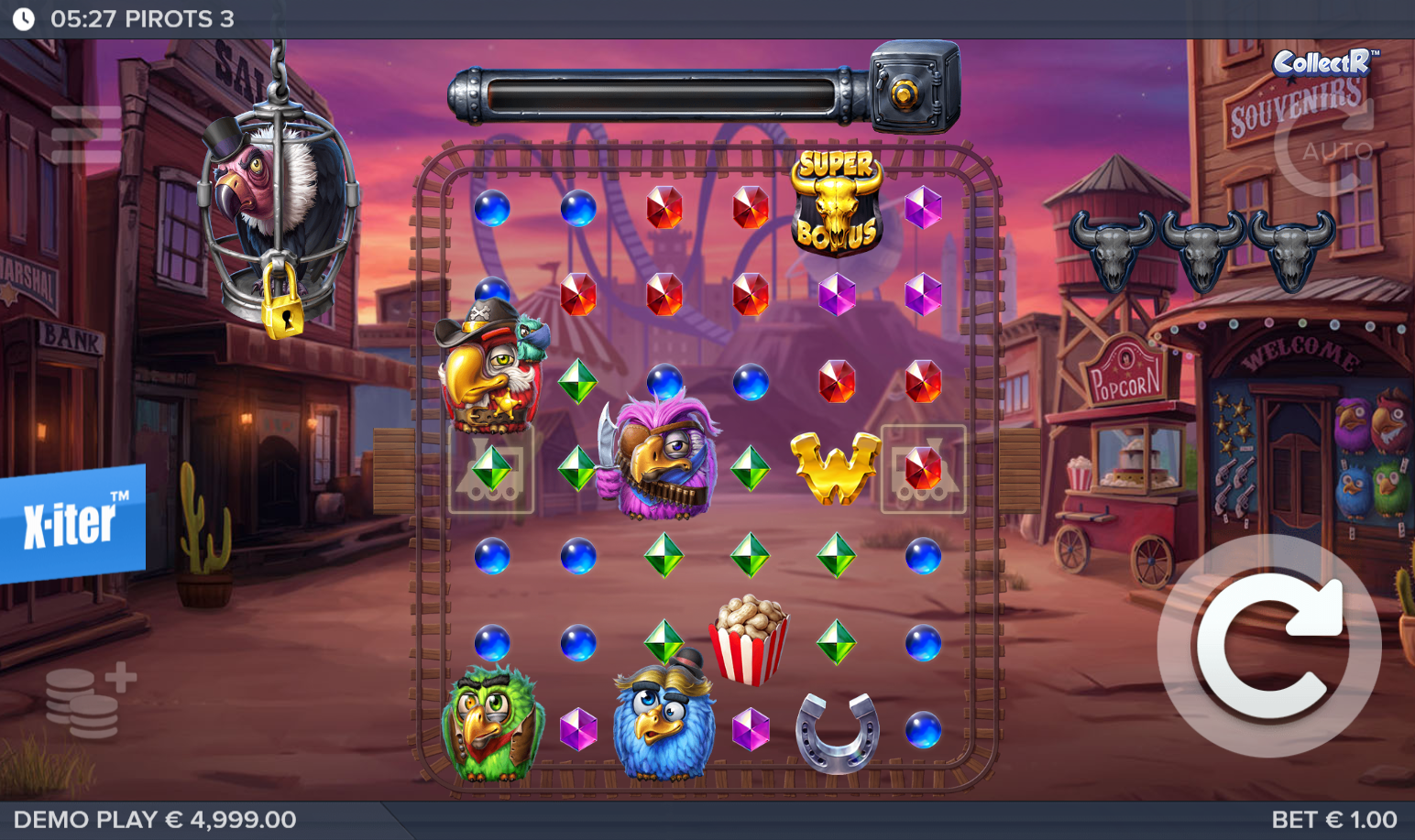 Animals slot Pirots 3 from ELK Studios during gameplay
