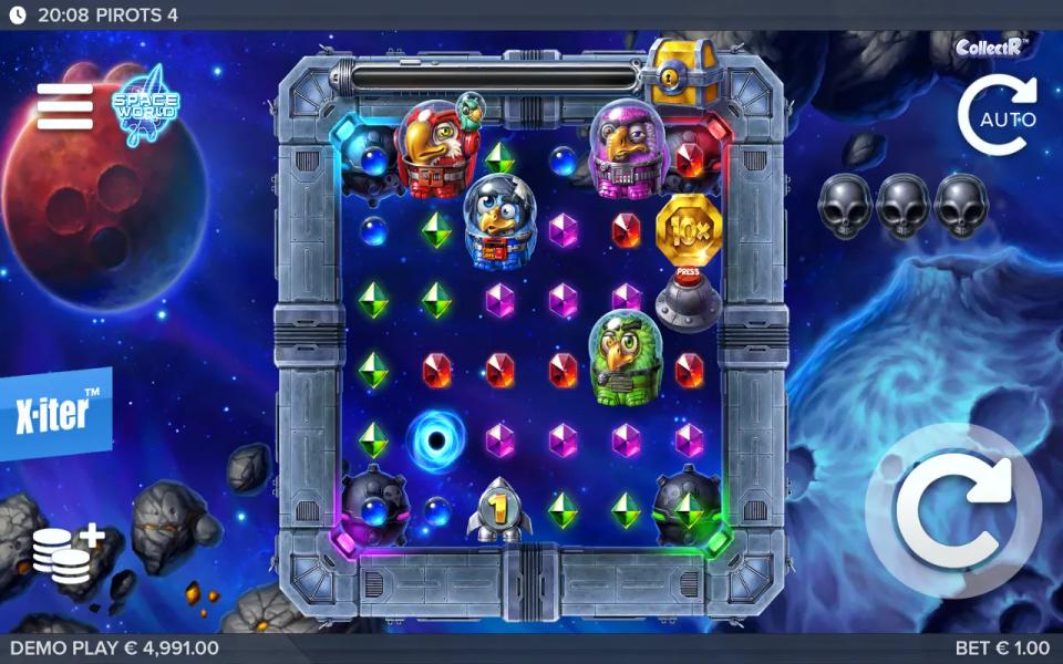 Pirots 4 6x6 base board with a black hole and a 10x coin that returned nothing because no bird could reach them