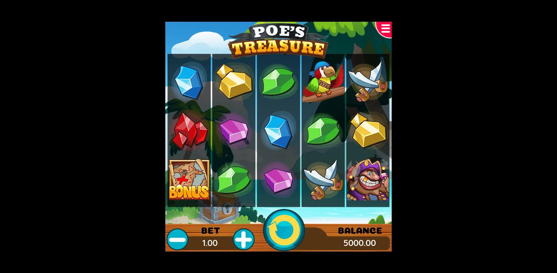 Poe's Treasure slot gameplay screenshot