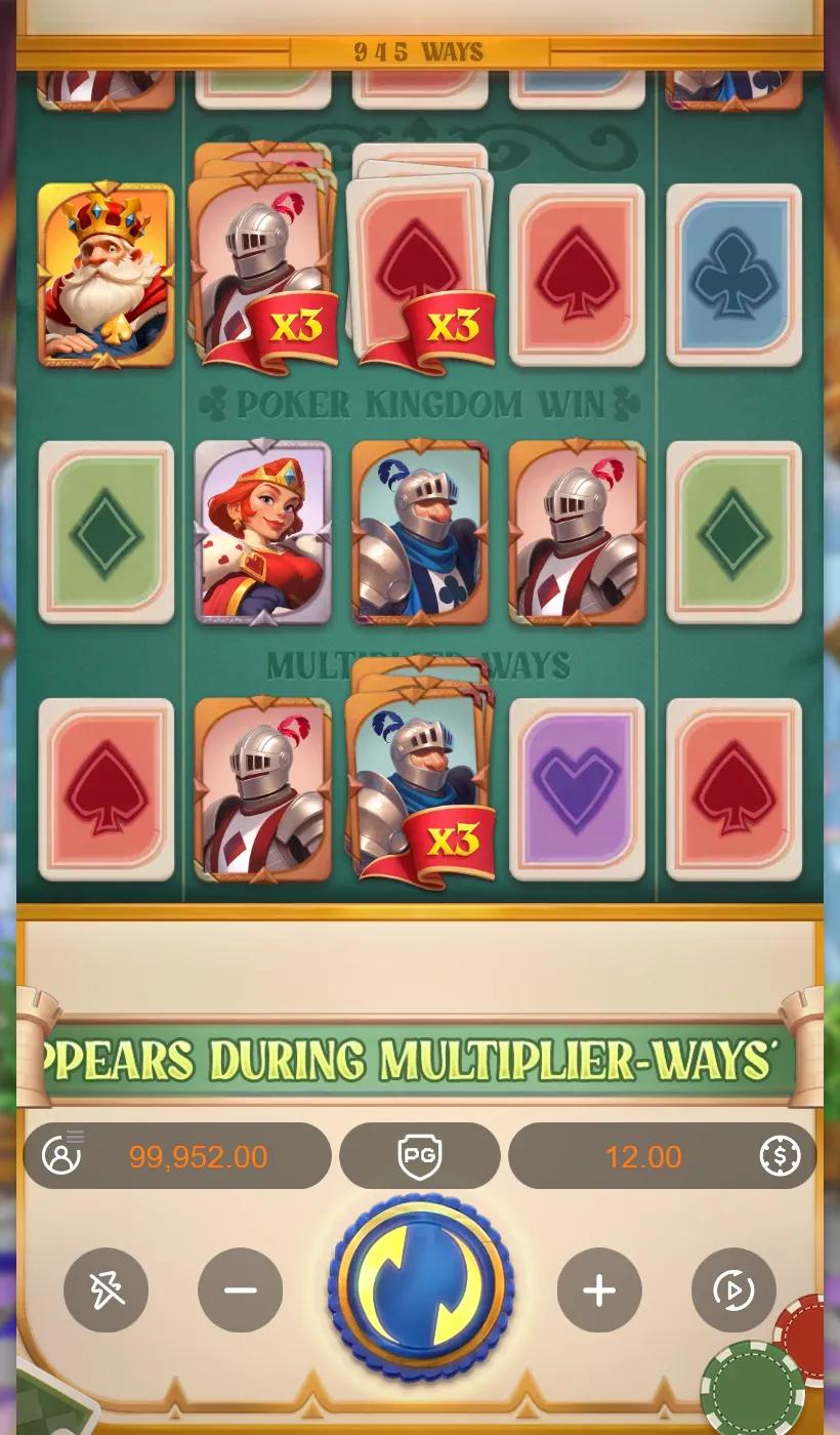 Poker Kingdom Win at 945 ways with three Multiplier-Ways cards on the board