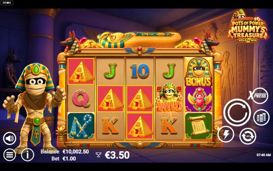 Five by three grid with a gold bonus symbol on the fifth reel that has not triggered the bonus