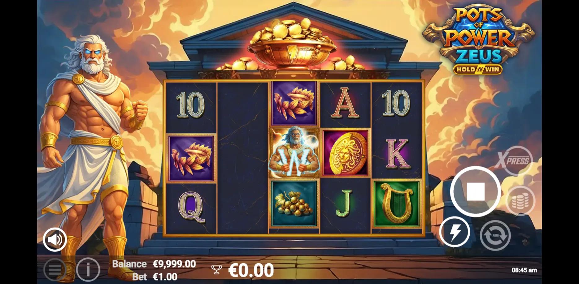Pots of Power: Zeus slot gameplay screenshot