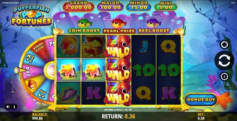 Pufferfish Pop Fortunes gameplay screenshot