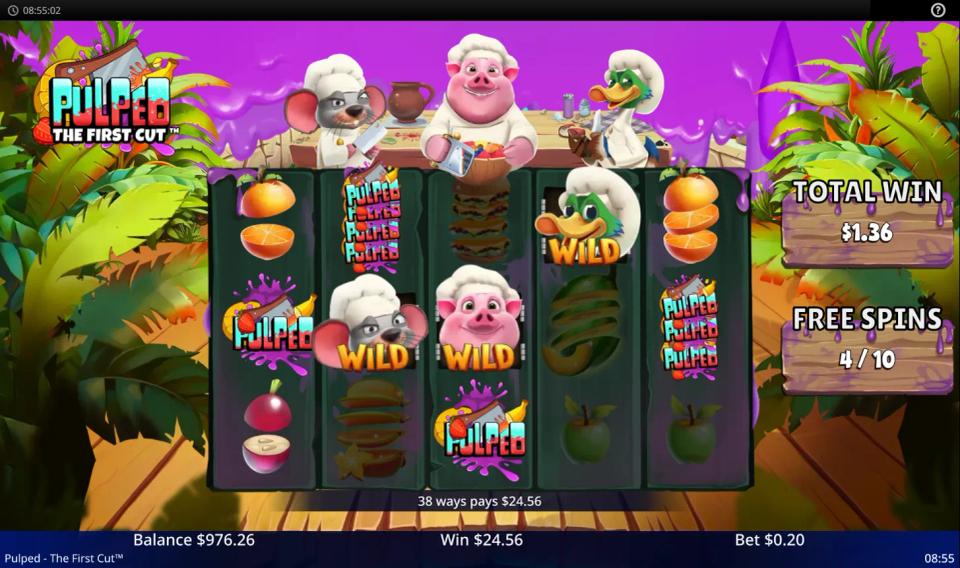 Pulped: The First Cut free spins paying 24.56 across 38 ways at a 0.20 stake