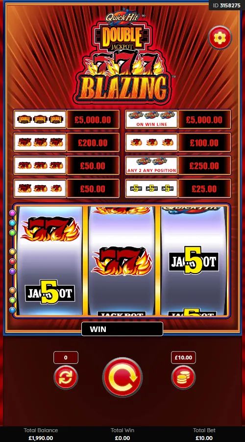 Quick Hit Double Jackpot Blazing 777's gameplay screenshot