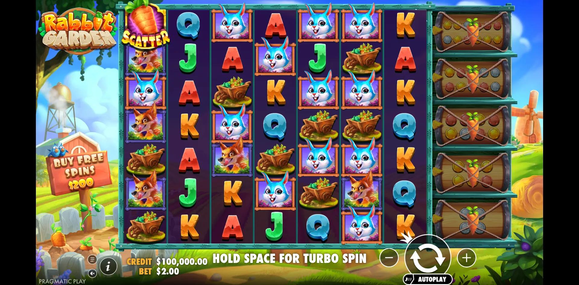 Rabbit Garden slot gameplay screenshot