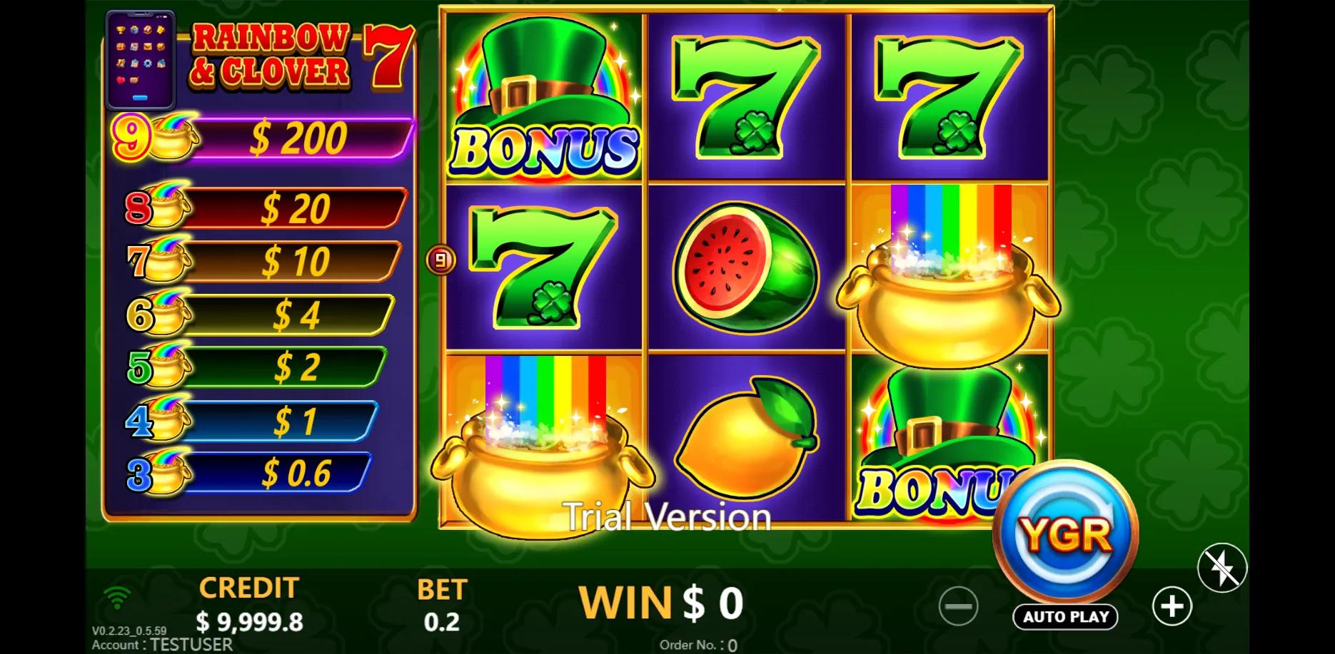 Rainbow & Clover 7 slot gameplay screenshot