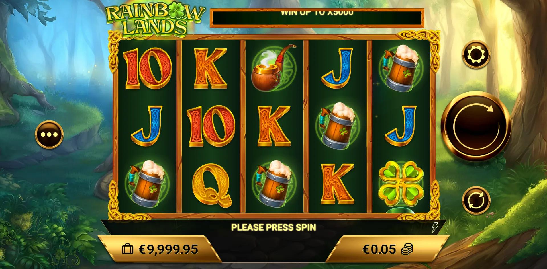 Rainbow Lands slot gameplay screenshot
